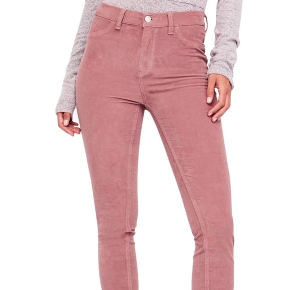 Free People Corduroy Pink Frayed Hem Stretch Pants Jeans NEW Spandex 25 27 28 30 - Picture 1 of 8